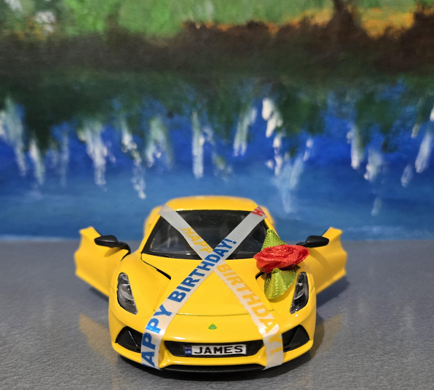 Personalized Lotus Emira Blue 1:34 Diecast Model Car – Custom Number Plate Birthday Gift for Kids, Boys, Girls, Husband, Wife, Uncle