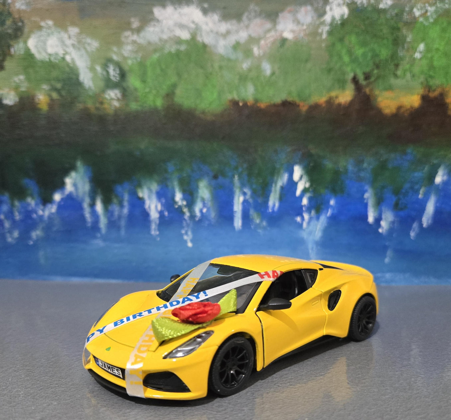 Personalized Lotus Emira Blue 1:34 Diecast Model Car – Custom Number Plate Birthday Gift for Kids, Boys, Girls, Husband, Wife, Uncle