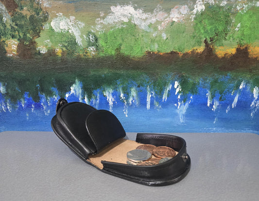 Premium Oiled Leather Horseshoe Coin Purse | Genuine Leather Unisex Wallet for Coins, Cash & Keys | Vintage Coin Holder