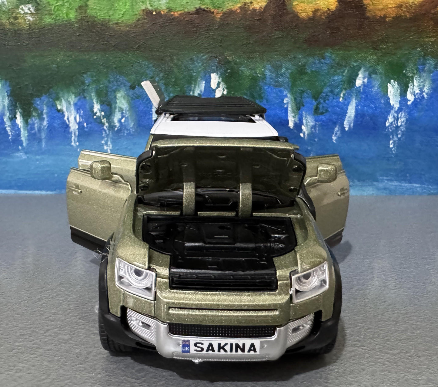 QY Toys Range Rover Land Rover Defender 110 2020 Model Car – 1:32 Scale Diecast SUV in Green | Custom Plates Gift for Dad, Boy, Car Lover