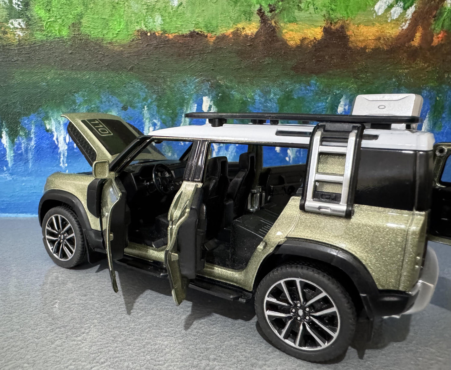 QY Toys Range Rover Land Rover Defender 110 2020 Model Car – 1:32 Scale Diecast SUV in Green | Custom Plates Gift for Dad, Boy, Car Lover