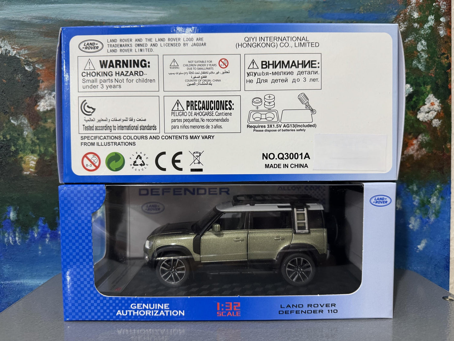 QY Toys Range Rover Land Rover Defender 110 2020 Model Car – 1:32 Scale Diecast SUV in Green | Custom Plates Gift for Dad, Boy, Car Lover