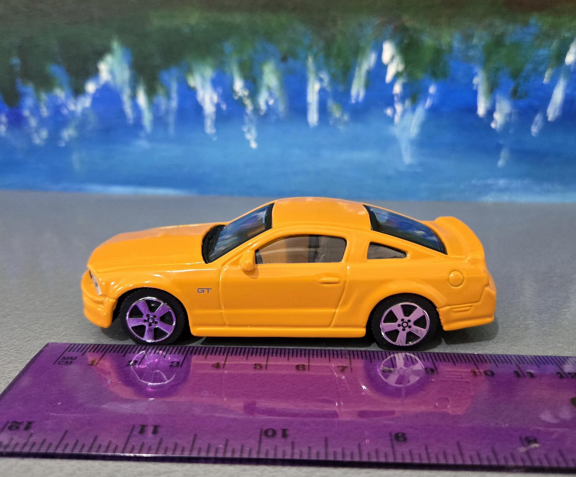 Ford Mustang GT 2008 1:43 Grabber Orange Diecast Model Car – Custom Name Plate – Collectible Gift for Dad, Car Lovers, Kids – Boxed Display