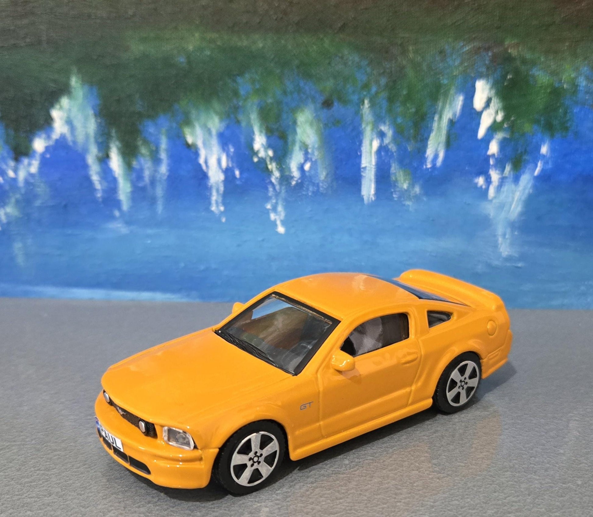 Ford Mustang GT 2008 1:43 Grabber Orange Diecast Model Car – Custom Name Plate – Collectible Gift for Dad, Car Lovers, Kids – Boxed Display