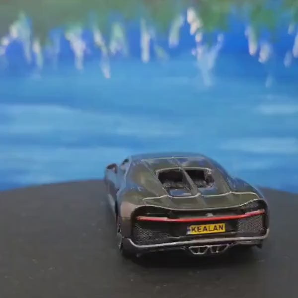 Custom Plates – Bugatti Chiron Grey 1:43 Scale Toy Car Model –  Gift for Boy, Girl, Dad, Mom, Uncle, Grandad – Birthday or Christmas Present