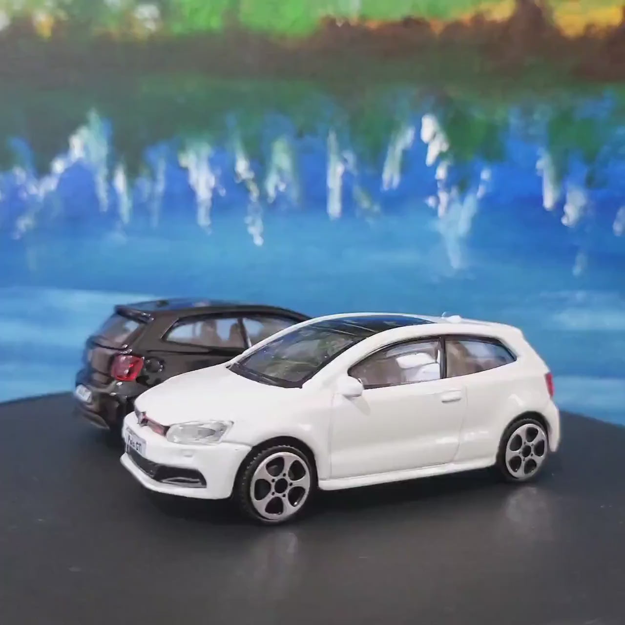 PERSONALISED PLATES name VW Polo Golf Gti Toy Car Model boy girl dad mom uncle grandad brother Birthday gift Boxed 1:43 scale ** 5 colour **
