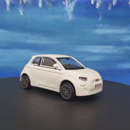 Personalised Plate FIAT 500e Toy Car - 1:43 Scale Model-Gift for Boy, Girl, Dad, Mom, Uncle, Ant, Grandad - Birthday, White - New Boxed