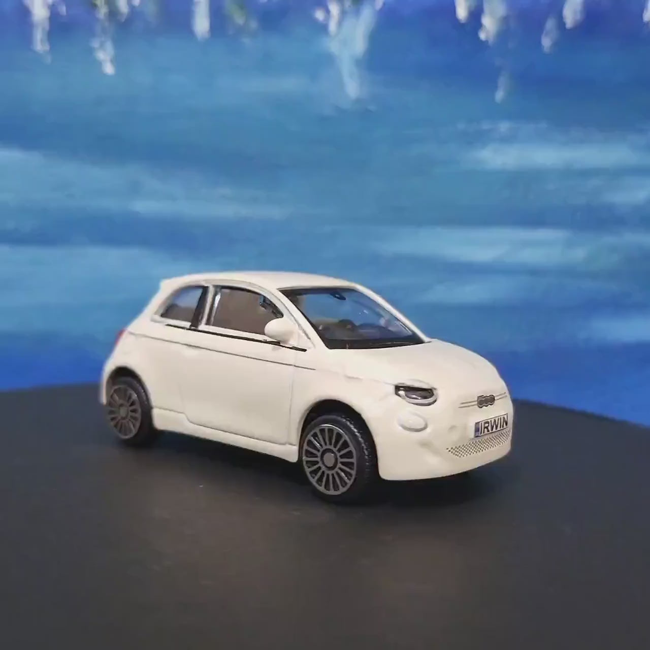 Personalised Plate FIAT 500e Toy Car - 1:43 Scale Model-Gift for Boy, Girl, Dad, Mom, Uncle, Ant, Grandad - Birthday, White - New Boxed