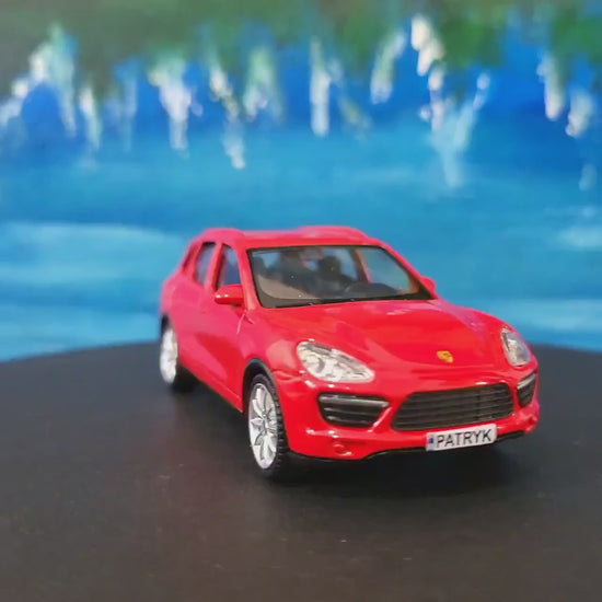Personalised RMZ City Porsche Cayenne Turbo 1:43 Toy Car – Custom Plate – Gift for Boy Girl Dad Grandad – Birthday or Xmas - New Red Colour