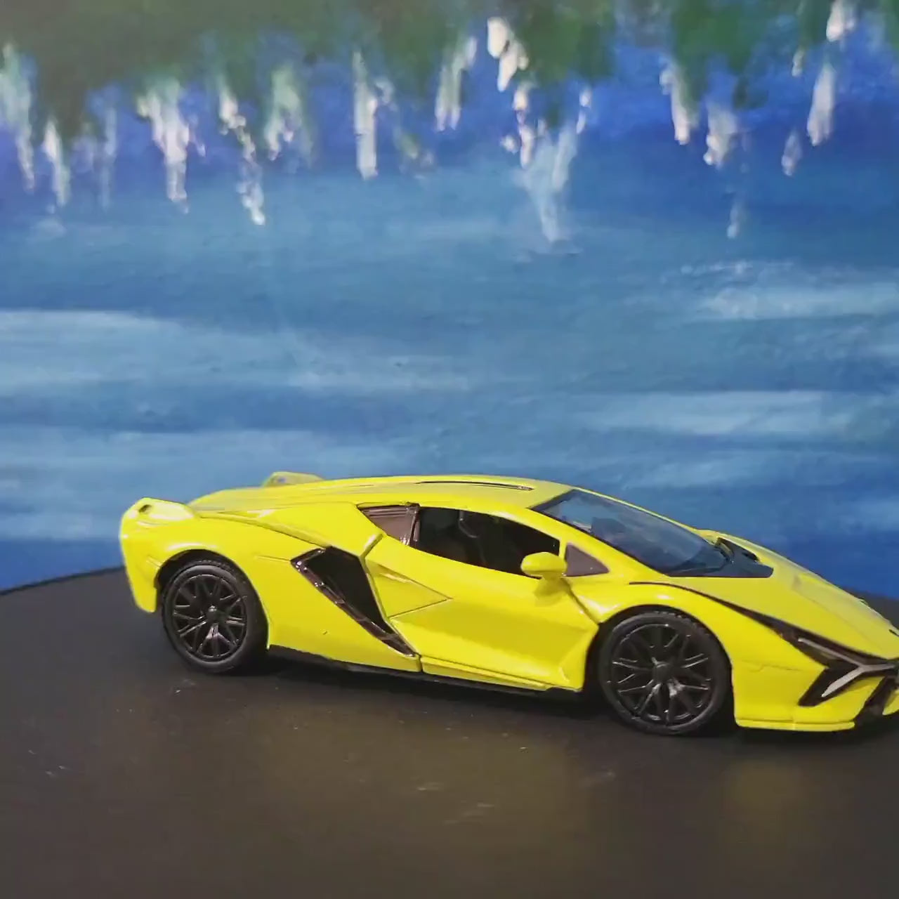 Neon Yellow Lamborghini Sian FKP 37 Licensed Model Car, Personalised Plate, Gift for Boy, Girl, Dad, Mom, Grandad Birthday, Easter gift Box
