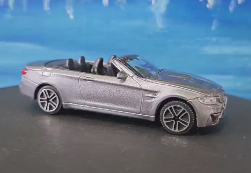 PERSONALISED PLATES Grey BMW M4 Cabriolet 1:43 Scale Toy Car Model boy girl dad mom uncle grandad brother Easter birthday gift present Boxed