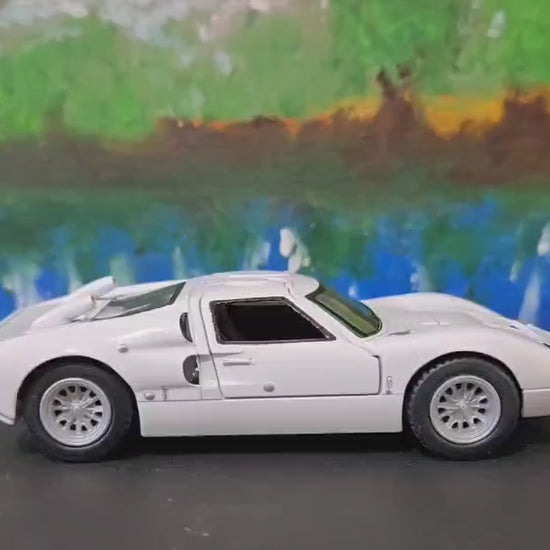 Personalized Name Plate  Ford White GT40 MKII 1966 Diecast Toy Car 1:32 Scale – Kinsmart Model with Gift Sleeves for Dad, Kids, Collectors