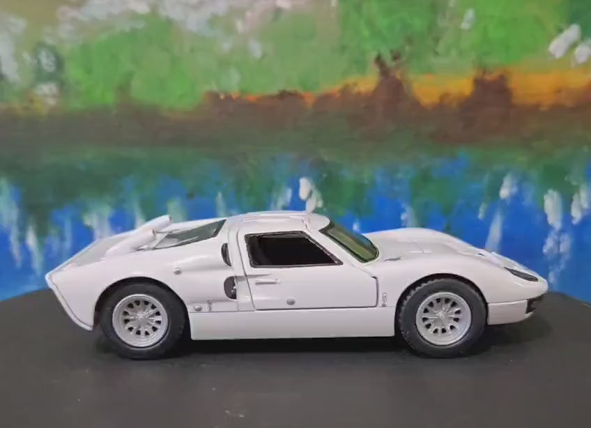 Personalized Name Plate  Ford White GT40 MKII 1966 Diecast Toy Car 1:32 Scale – Kinsmart Model with Gift Sleeves for Dad, Kids, Collectors