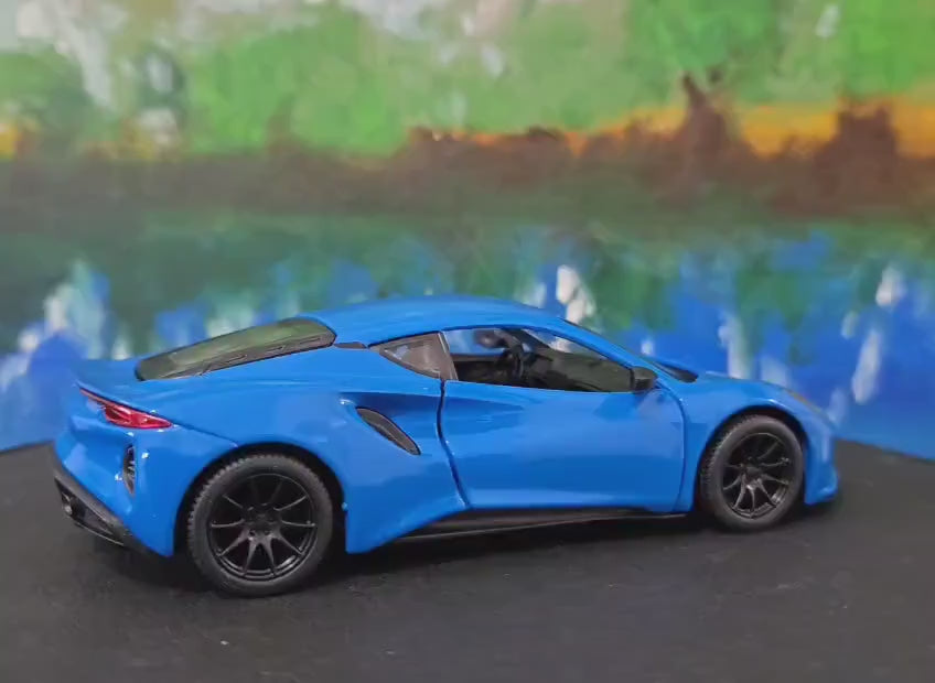 Personalized Lotus Emira Blue Diecast Model Car: Pull Back Toy, Gift for Kids