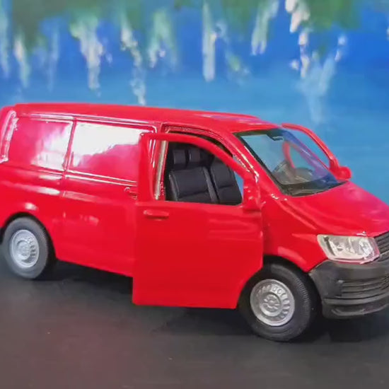 VW T6 Transporter Crew van Toy Car PERSONALISED PLATES 1:34 scale Model boy girl dad mom uncle grandad brother Birthday Easter gift Boxed