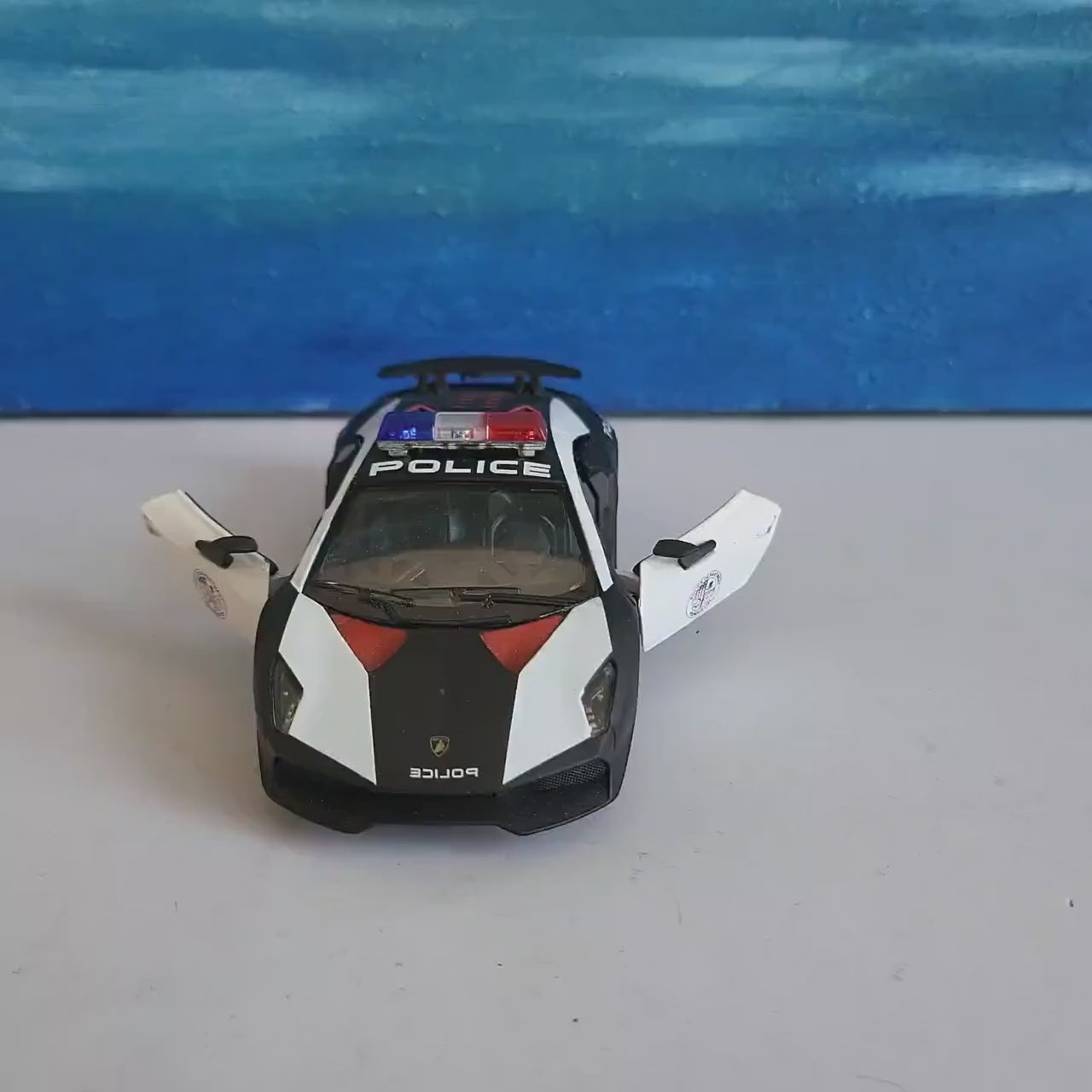 Any Name Lamborghini Sesto Elemento Police Diecast 1:38, boy brother sister dad mom gift sleeves