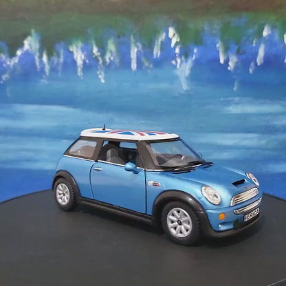 Blue Mini Cooper S Die-Cast Model Car: Custom Plate Available