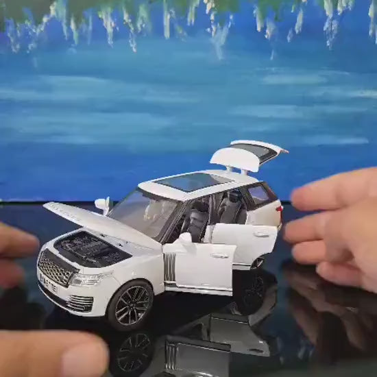 1:32 Land Rover Range Rover SV Diecast Model Car, Toy with Light & Sound - Personalised Gift for Him, 50th Anniversary Edition, Pearl White