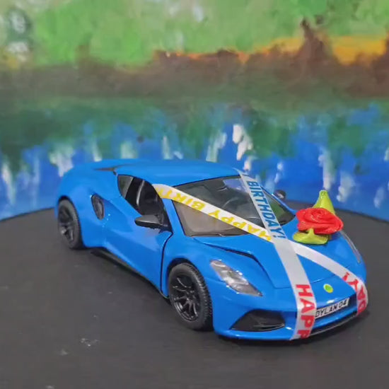 Personalized Lotus Emira Blue 1:34 Diecast Model Car – Custom Number Plate Birthday Gift for Kids, Boys, Girls, Husband, Wife, Uncle