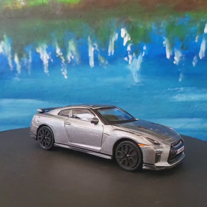 Personalized Name Plate Nissan GT-R 2017 Grey 1:43 Diecast Car Gift for Boy Girl Dad Mom Uncle – Boxed Model Collectible Display