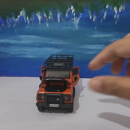 Land Rover Defender Diecast Model Car with Personalised Plates | 1:32 Scale Toy with Opening Doors, Sound & Light, Birthday Gift Boxed
