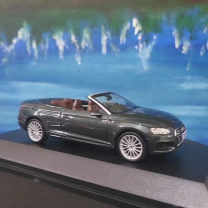 Personalized Name Plate 1:43 Audi A5 Cabriolet Gotland Green Metallic Diecast Car – Spark Dealer Edition in Display Case, Detailed