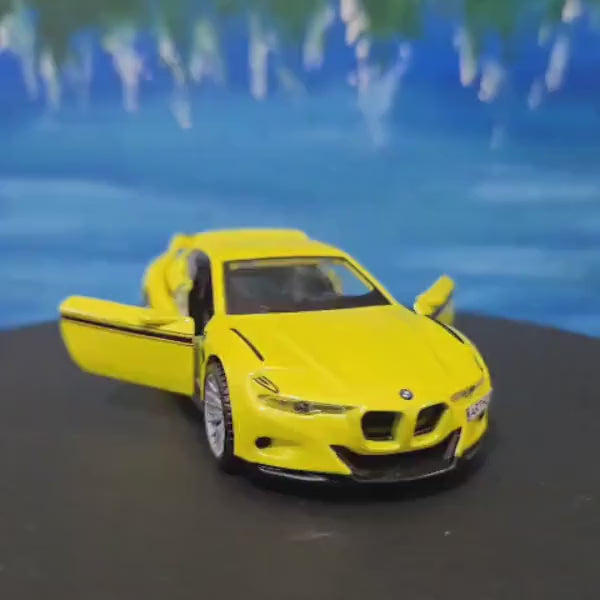 BMW 3.0 CSL Hommage Yellow 1:36 Diecast Model - Personalized Name - Gift for Dad, Boy, girl, brother, sister, Car Lover - Boxed Collectible