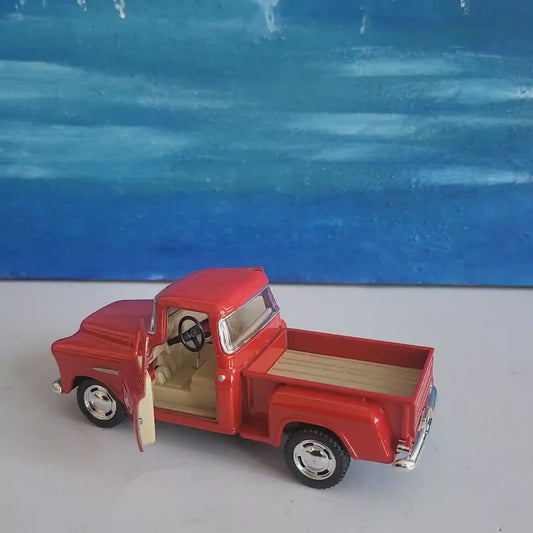 Personalized 1955 Chevy Stepside Pickup 1:32 Diecast Model – Kinsmart Licensed Pull-Back Truck – Custom Name Gift for Boys, Sleeve, 4 Colors