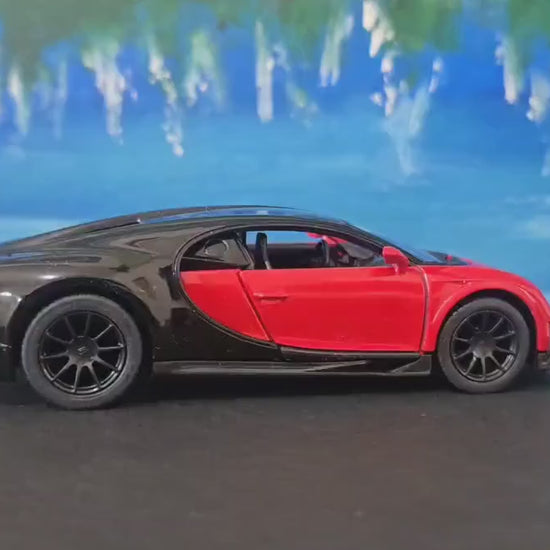 Kinsmart Bugatti Chiron Supersport 1:36 Red/Black Diecast Model Car – Custom Name Plate – Gift for Car Lovers, Dad, Kids – Boxed Collectible
